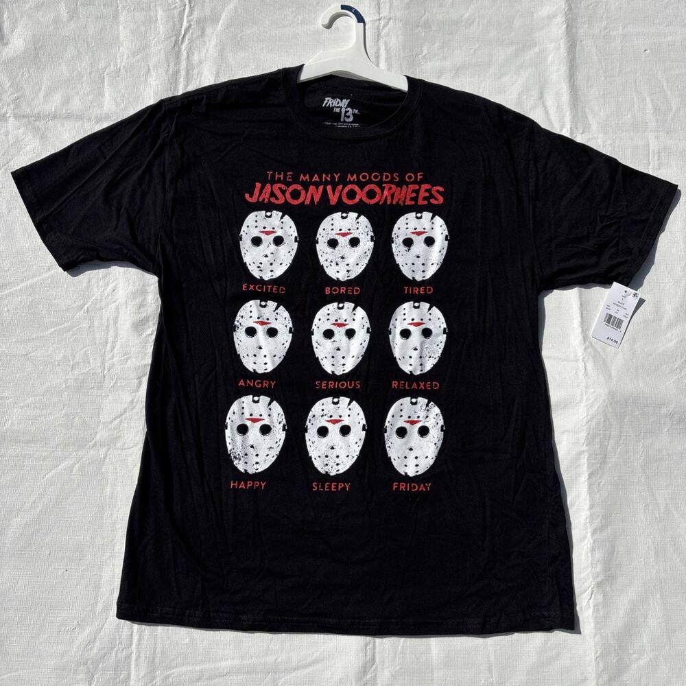 Friday The 13th Jason Voorhees Moods Mask Tee Shirt Halloween New